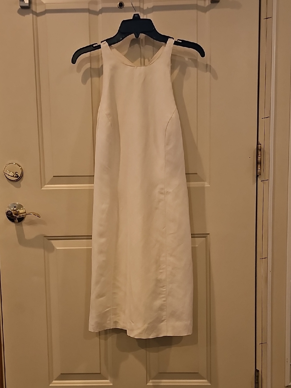 Cream Halter Midi Dress - Minimalist Women's Day-to-Evening Style
